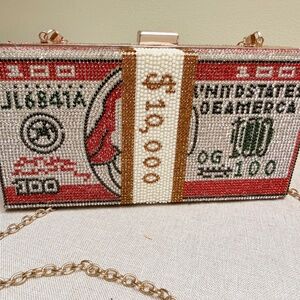 $10,000 Moneybag Rhinestone Bling Purse